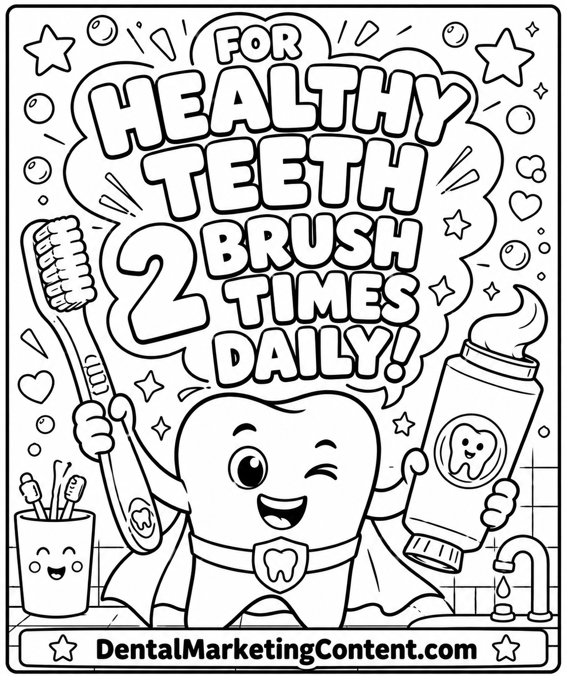 Custom dental coloring page example