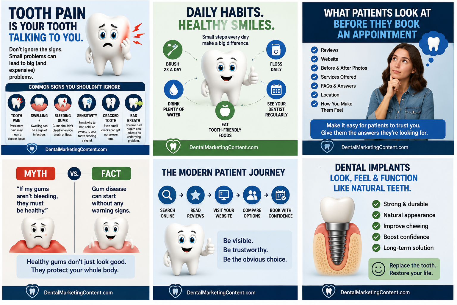 AI Visibility Graphics for Dentists with custom dental meme samples for websites blogs and social media